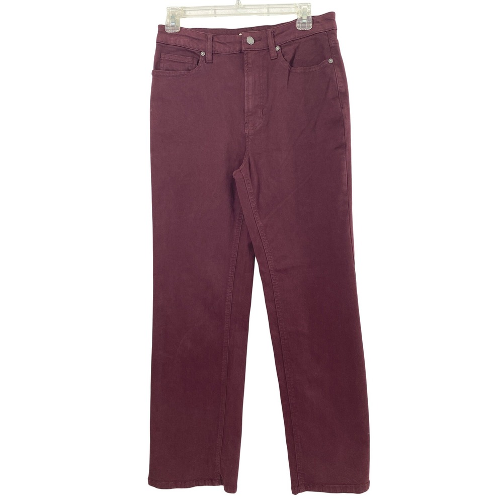 OAT New York Jeans Womens 4/27 Burgundy Straight Leg High Rise Wine Red Pants